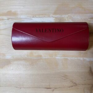 Valentino Red Leather Sunglasses Eyeglasses Top Flap Storage Hard Case